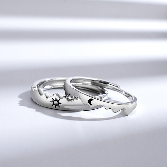 925 Silber Ringe mit Sonne & Mond