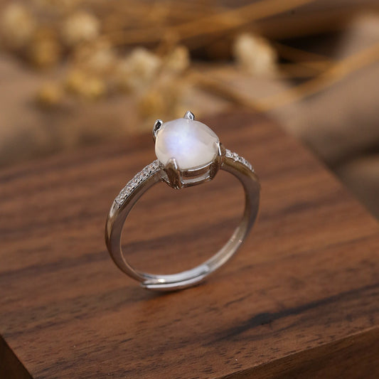 925 Silber Ring mit Mondstein