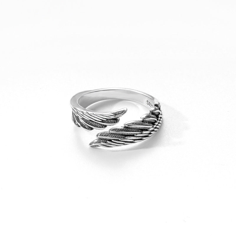 925 Silber Ring mit Federmotiv