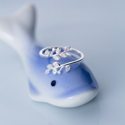 925 Silber Ring mit Blättermotiv