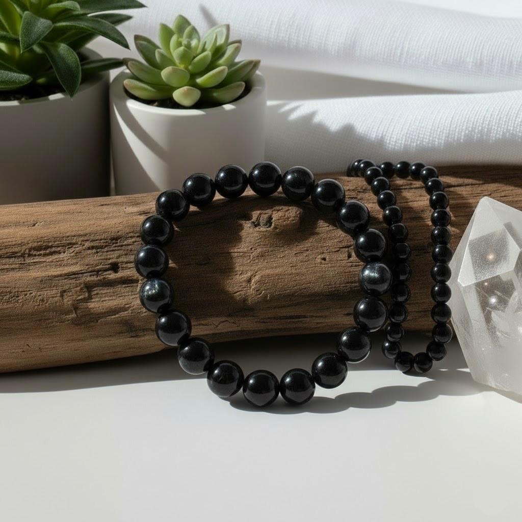 Silber Obsidian - Perlenarmband