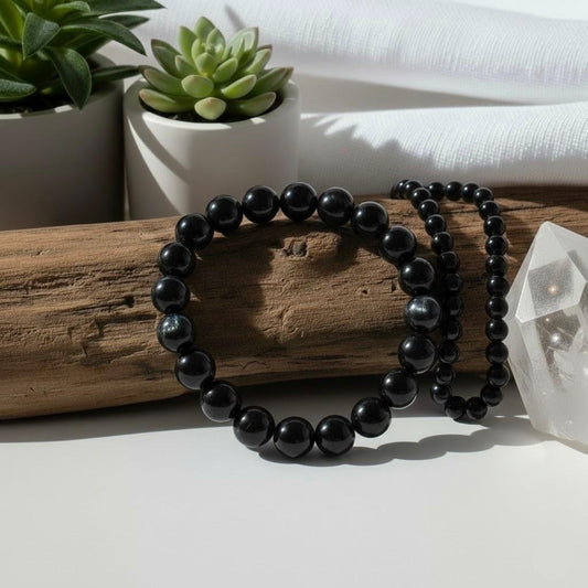 Silber Obsidian - Perlenarmband