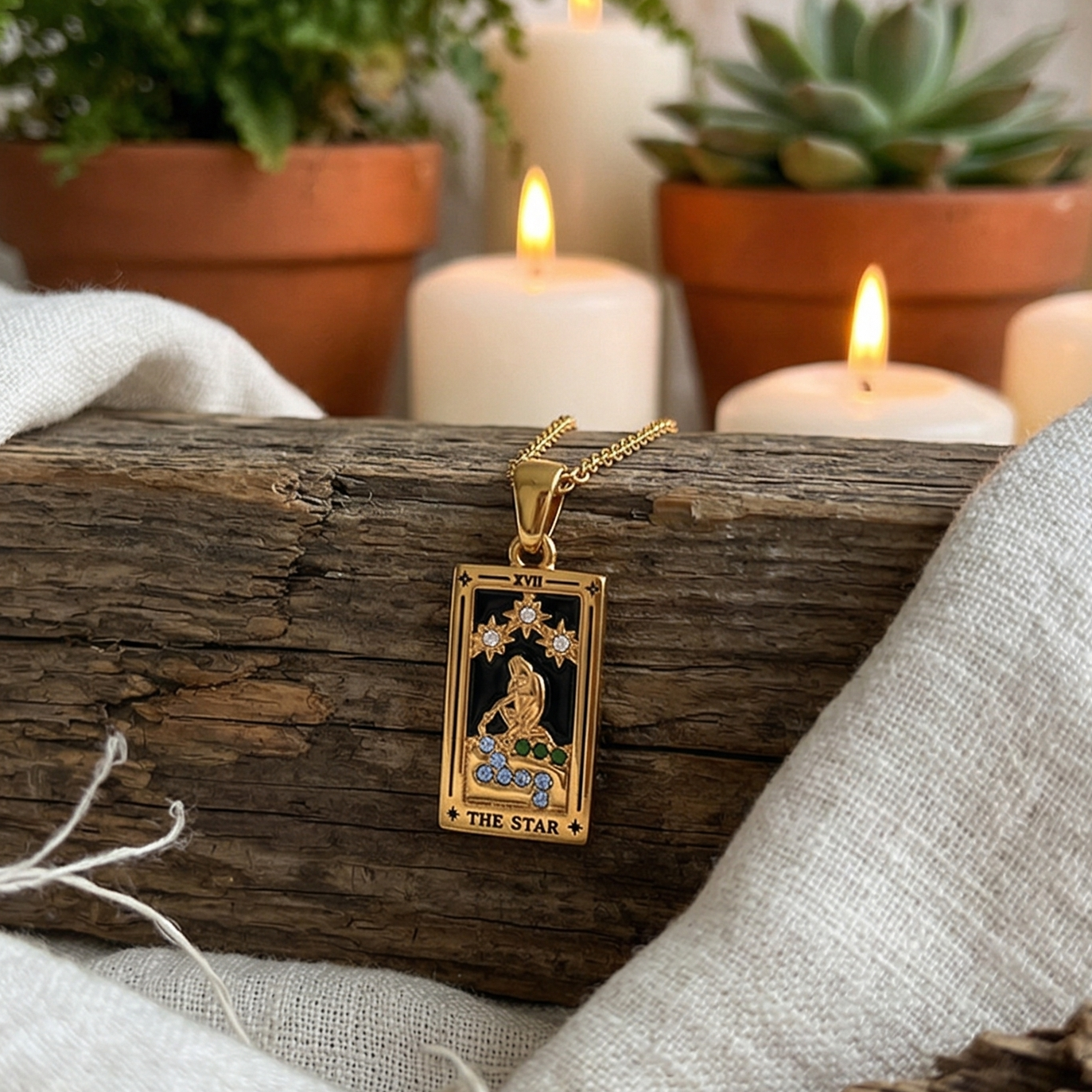 Kette mit Tarotanhänger - Der Stern