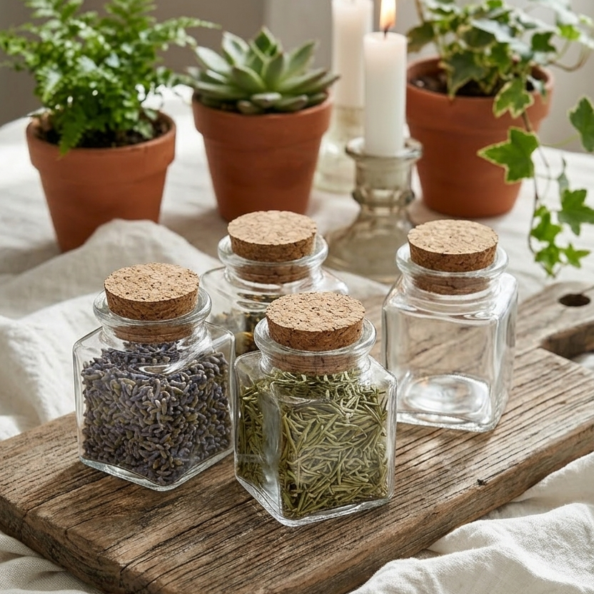 Glasfläschchen mit Korkdeckel