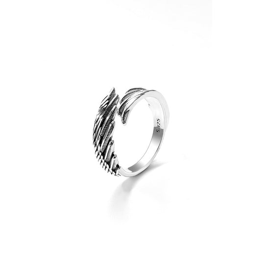 925 Silber Ring mit Federmotiv