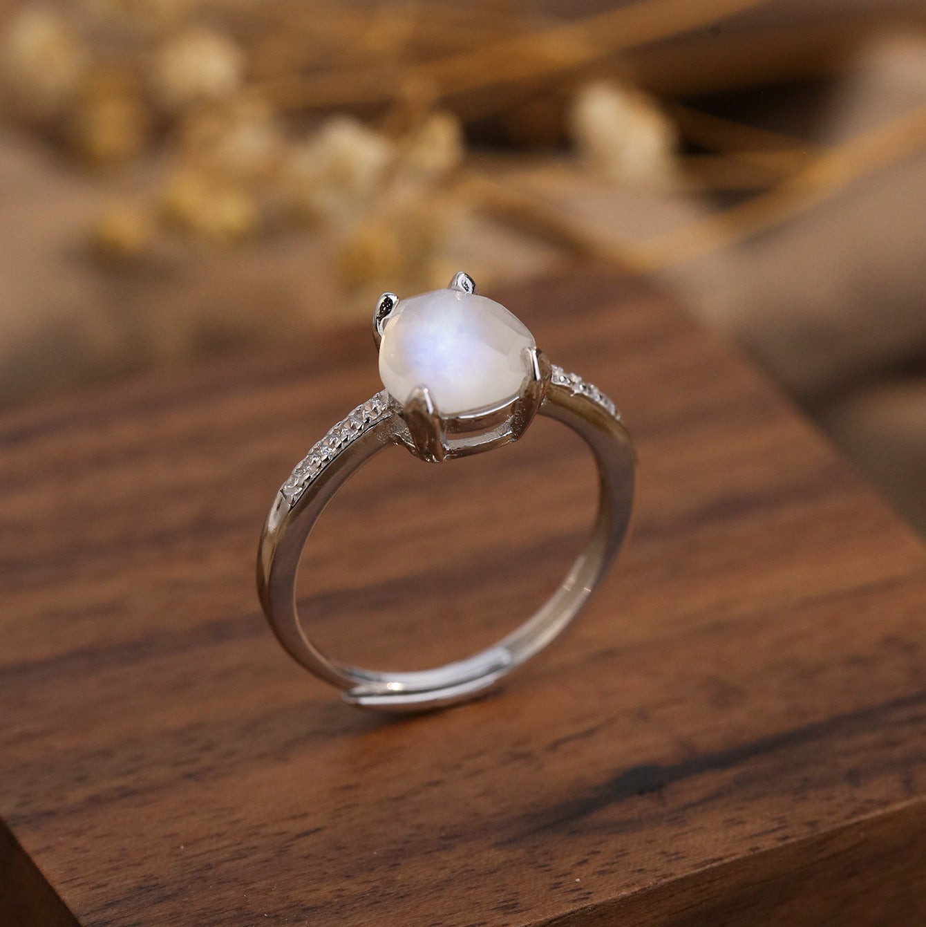 925 Silber Ring mit Mondstein