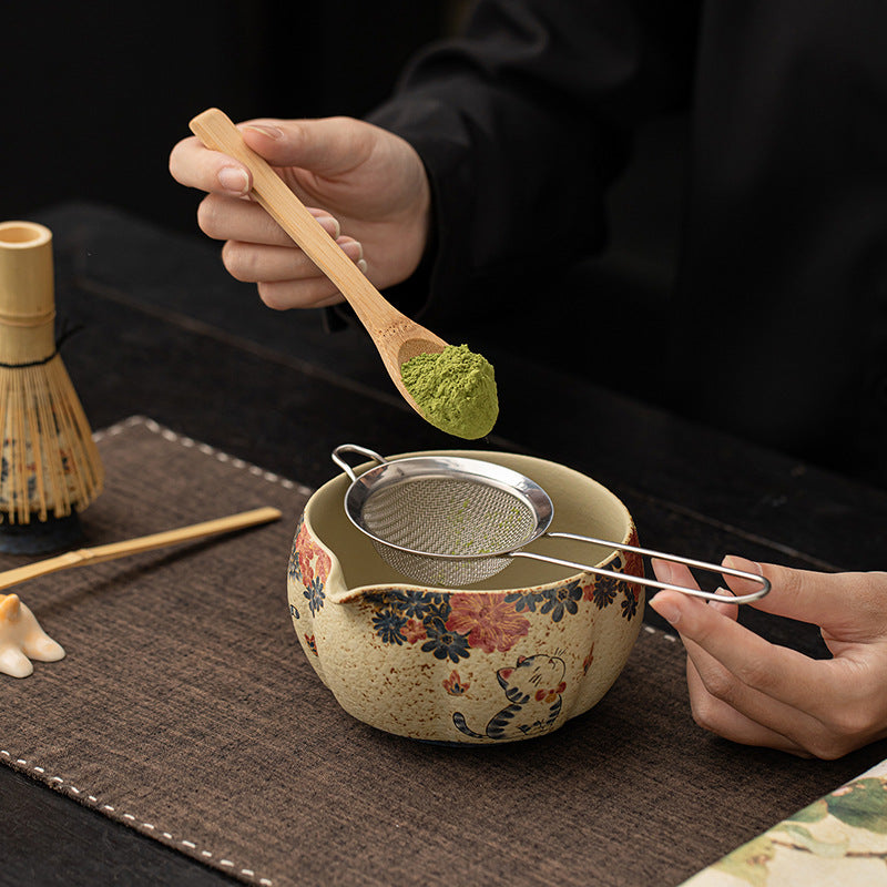 Matcha Set (8-teilig) - Kätzchen und Blumen