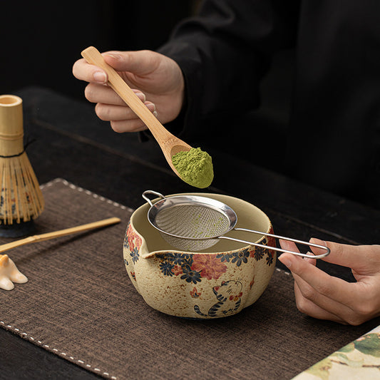 Matcha Set (8-teilig) - Kätzchen und Blumen