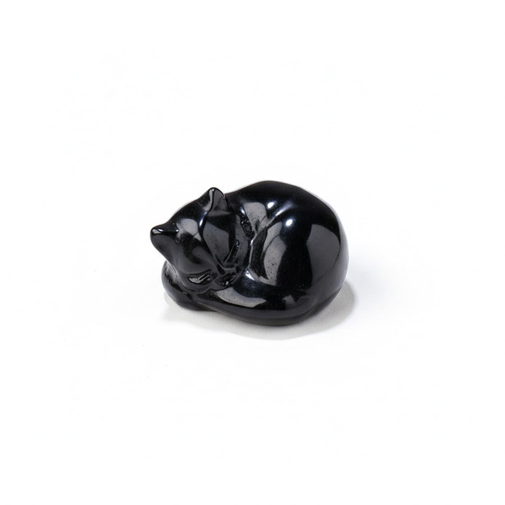 Schwarzer Obsidian - Schlafende Katze