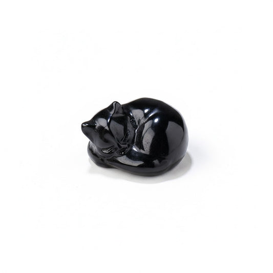 Schwarzer Obsidian - Schlafende Katze