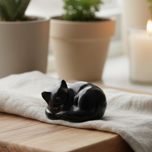 Schwarzer Obsidian - Schlafende Katze