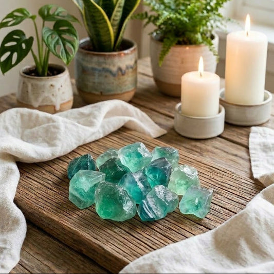 Grüner Fluorit - Rohsteine 100g