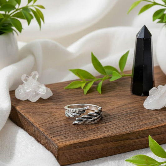 925 Silber Ring mit Federmotiv