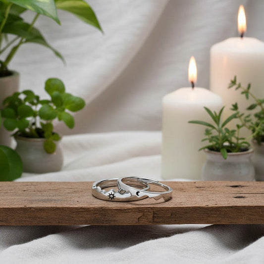925 Silber Ringe mit Sonne & Mond