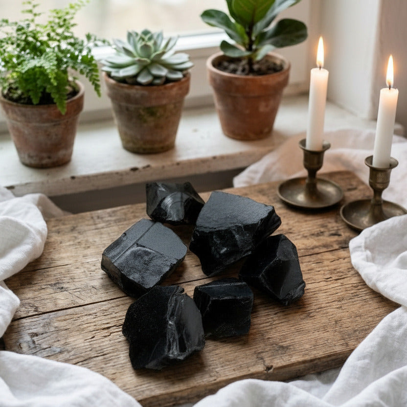 Schwarzer Obsidian - Rohsteine 100g