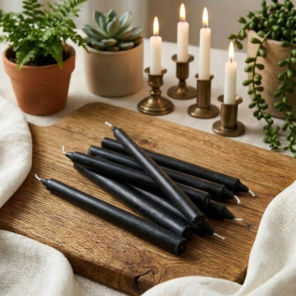 Schwarze Stabkerzen - 10 Stück