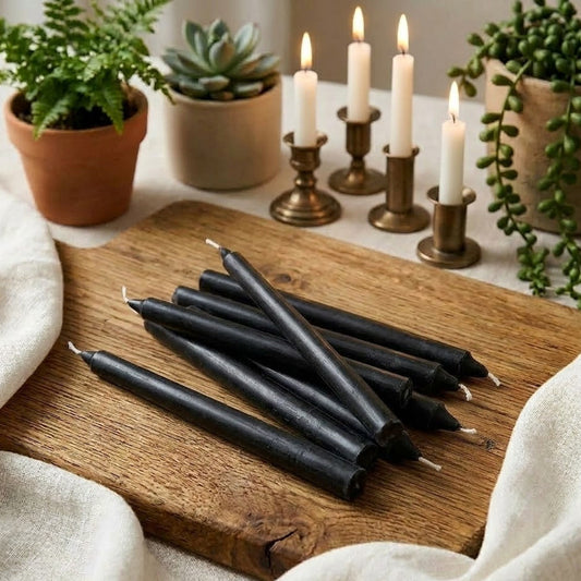 Schwarze Stabkerzen - 10 Stück