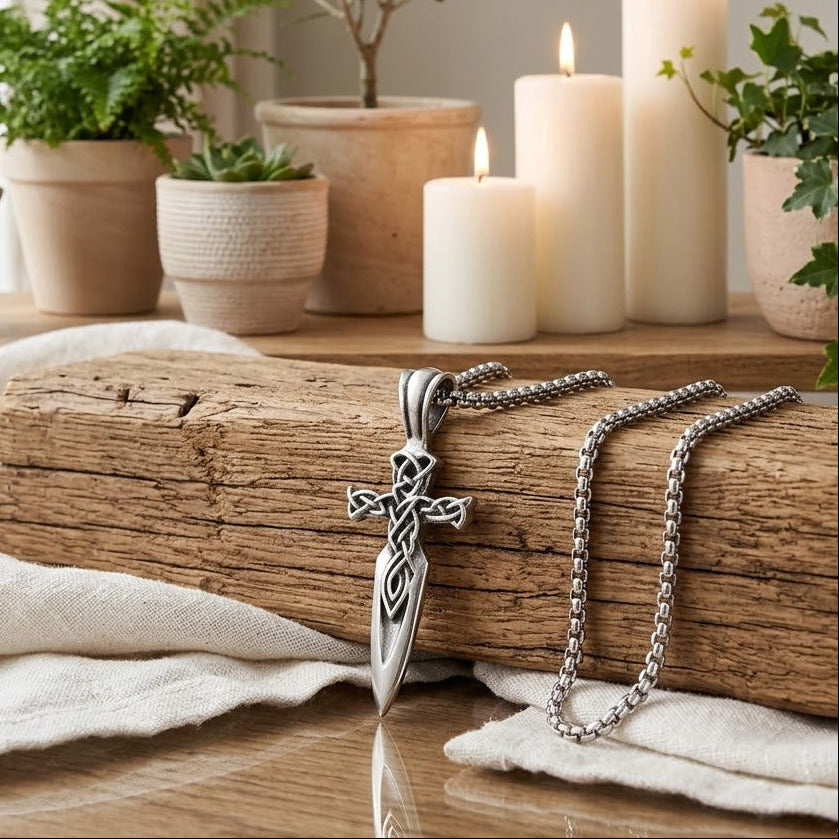 Schwert Kette mit keltischem Knoten