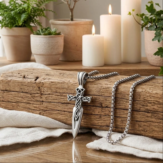 Schwert Kette mit keltischem Knoten