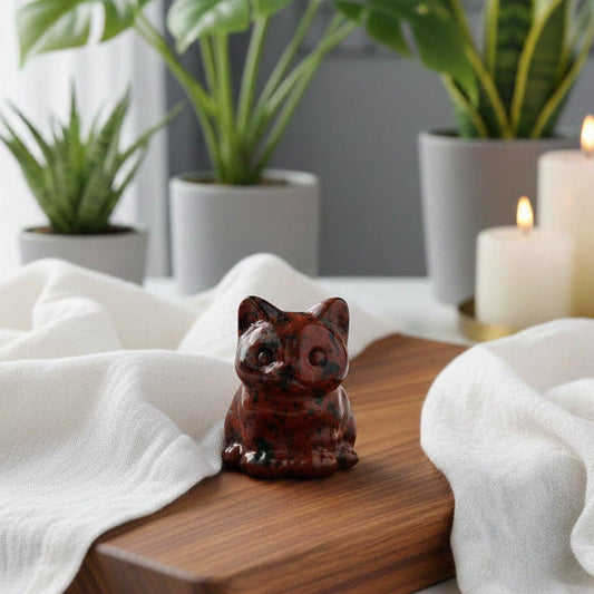 Roter Obsidian - Katzenfigur