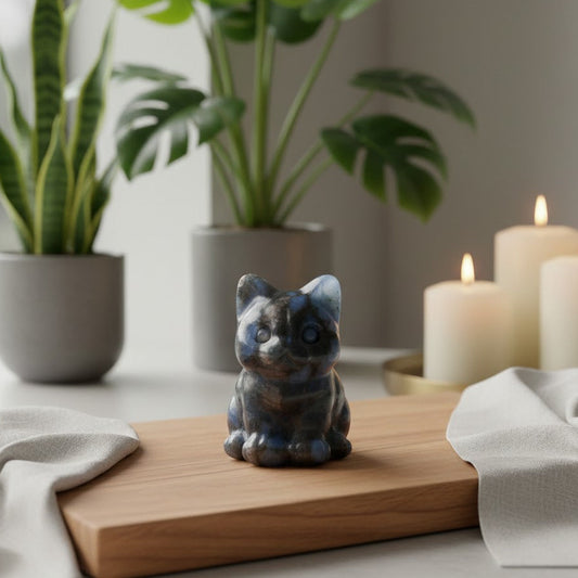 Blue Tara Quarz - Katzenfigur
