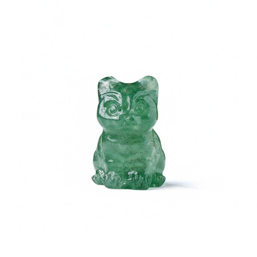 Grüner Erdbeerquarz - Katzenfigur