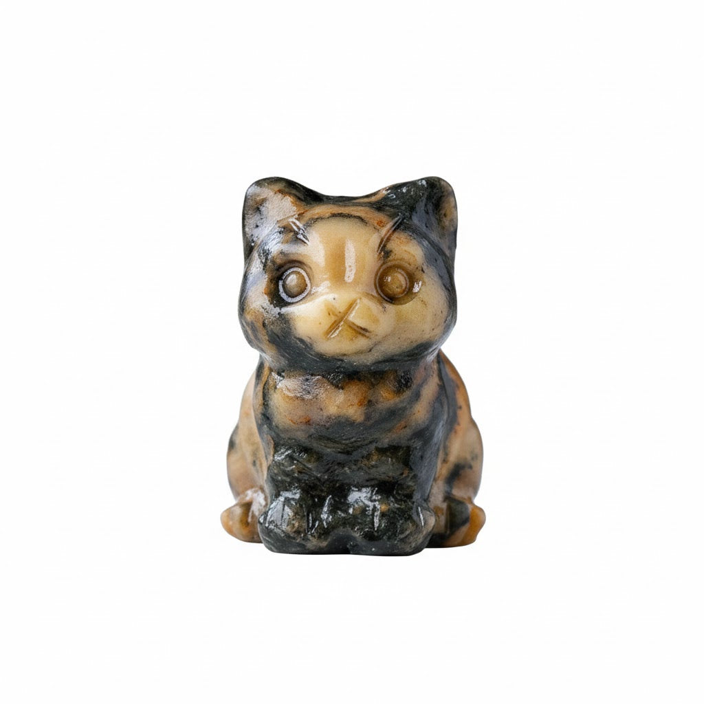 Leoparden Jaspis - Katzenfigur
