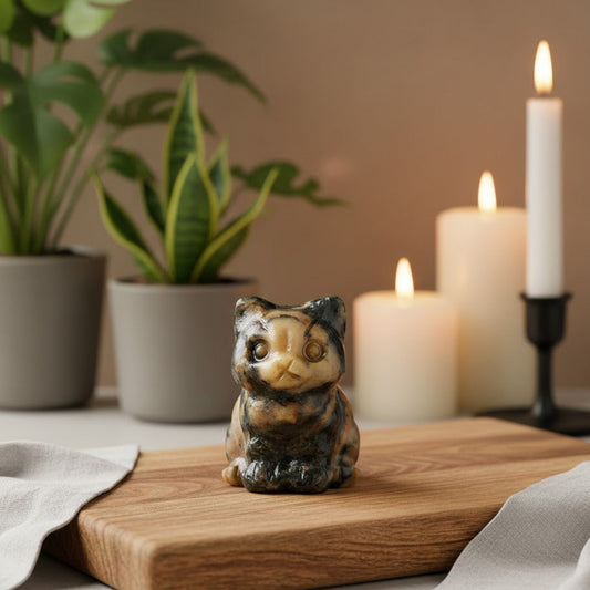 Leoparden Jaspis - Katzenfigur