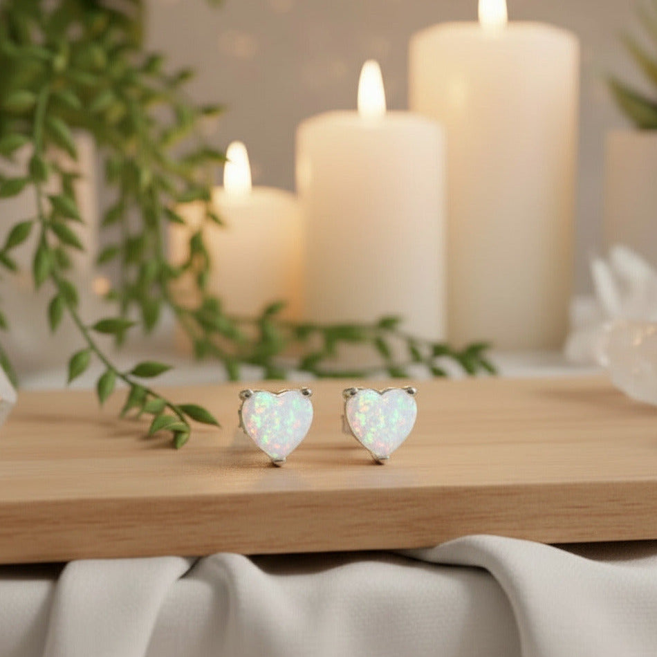 925 Silber Ohrringe mit synthetischem Opal